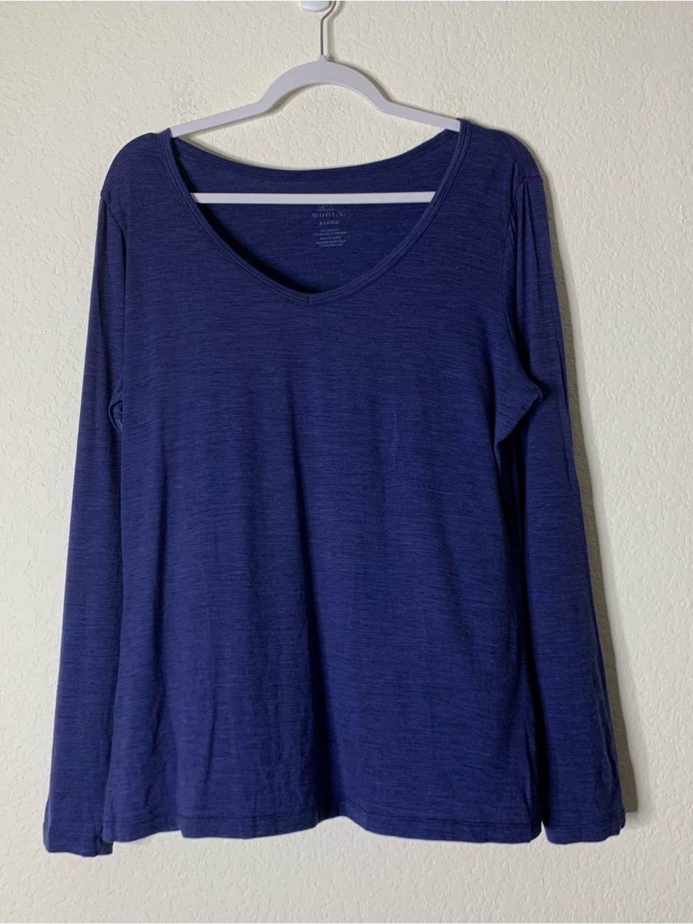 WoolX Womens Layla merino wool v neck LS top XL